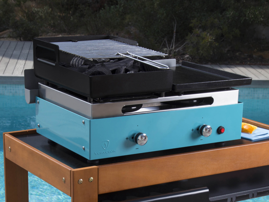 Barbecue plancha au gaz et au charbon de bois  ☀ Verycook