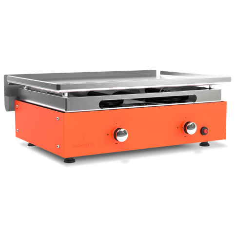 Pack plancha gaz inox 2 feux Créative + chariot + couvercle